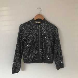 Abercrombie kids gray sequin jacket size L